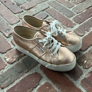 Superga Rise Gold Platform Sneakers